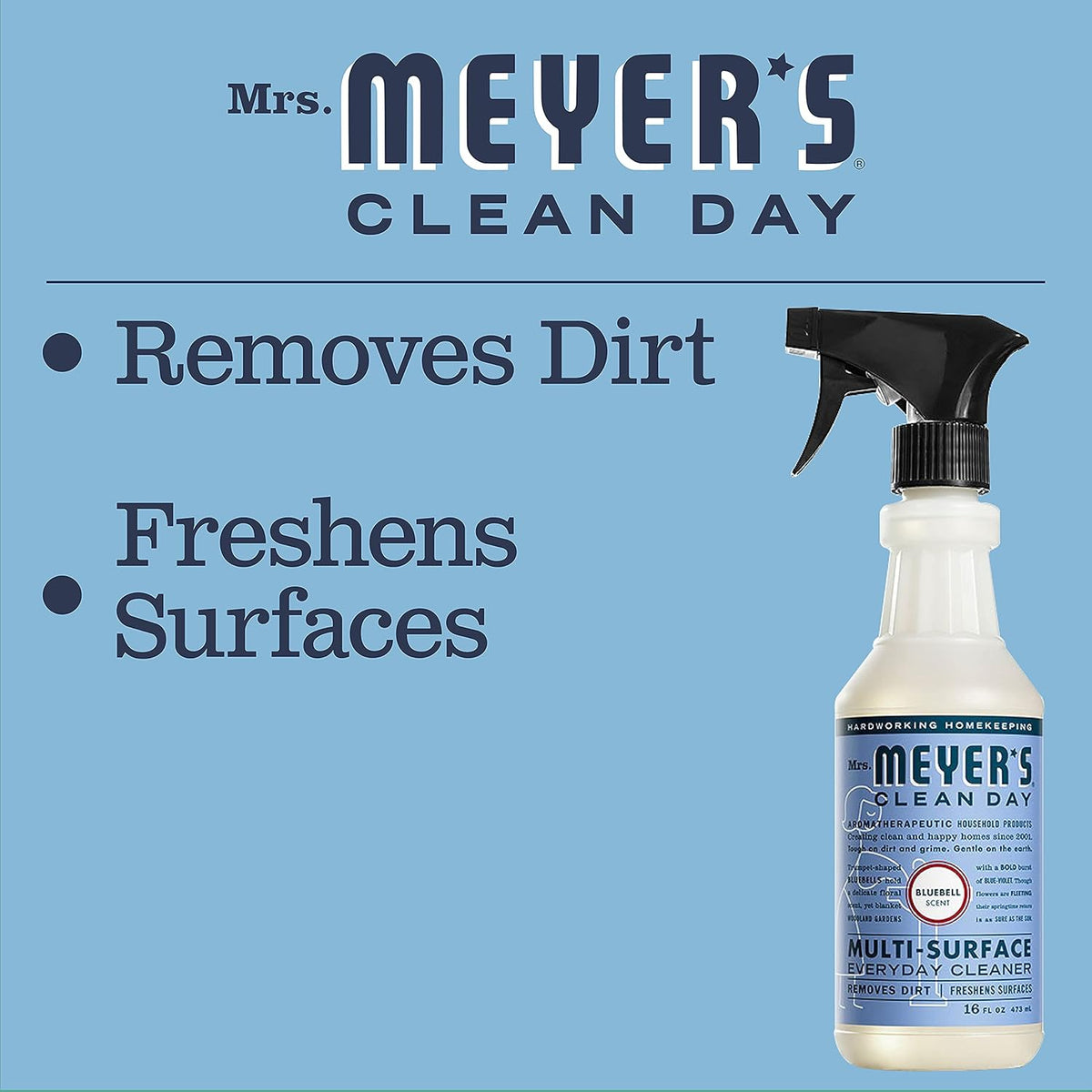 Mrs. MEYER'S Clean Day Multi-Surface Everyday Cleaner, Bluebell Scent, 16 Fl Oz (Pack of 3)