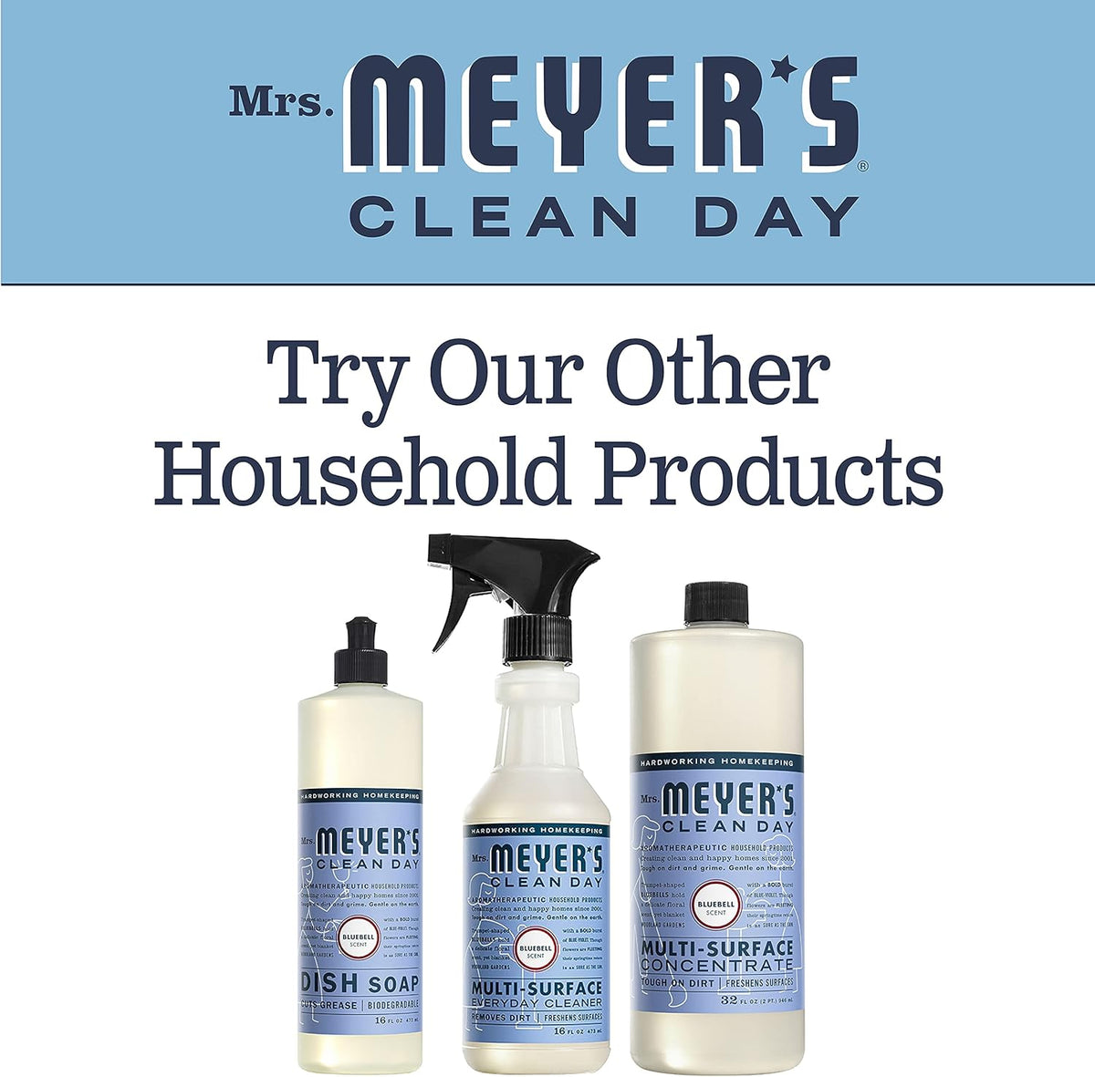 Mrs. MEYER'S Clean Day Multi-Surface Everyday Cleaner, Bluebell Scent, 16 Fl Oz (Pack of 3)