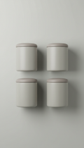 Soft Greige Modular Storage Canisters