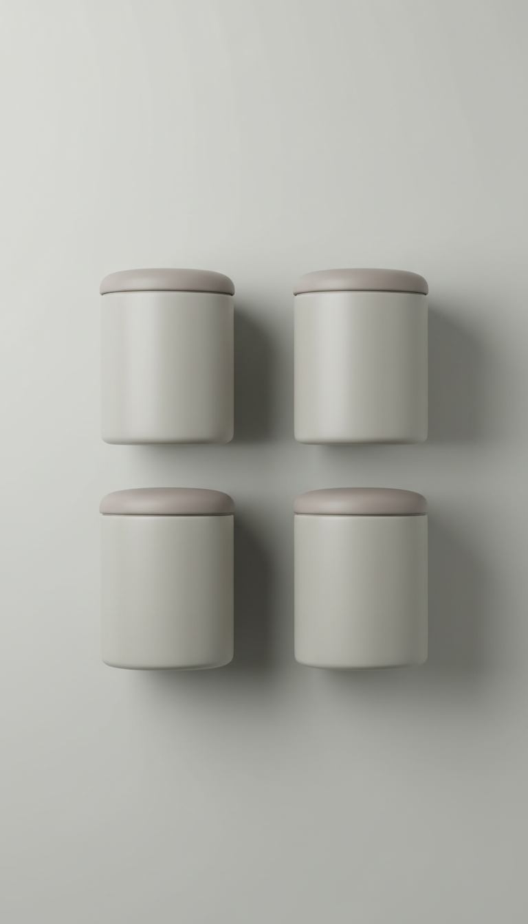 Soft Greige Modular Storage Canisters